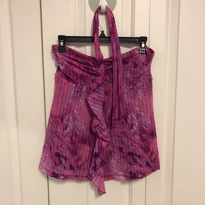 Express Pink and purple leopard halter top